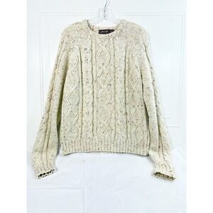 Vtg Men's Traditionalist M Beige & Color Speckled Long Sleeve Pullover Sweater